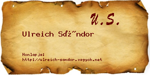 Ulreich Sándor névjegykártya